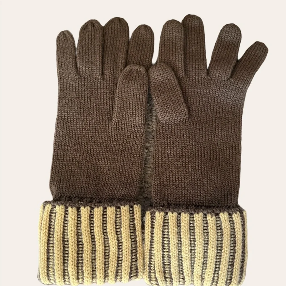 AllSaints Green Yellow Unisex Gloves Wool Great Used Condition